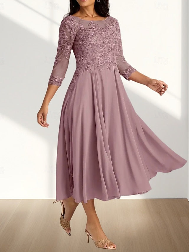 Dress Bride Elegant Mother of the Crew Neck Wedding A-Line Guest