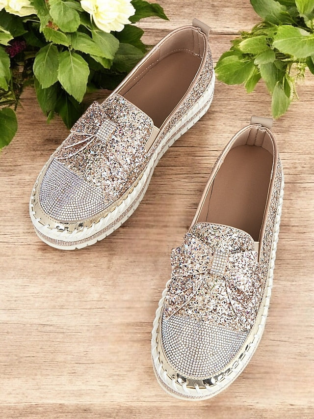 Rhinestone Slip-On Loafers Glittery Women for – Sparkling