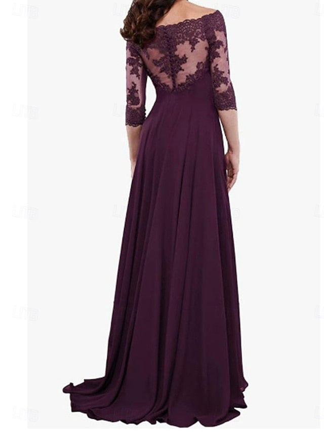 Elegant Dress of A-Line Shoulder Off Simple Mother Bride the