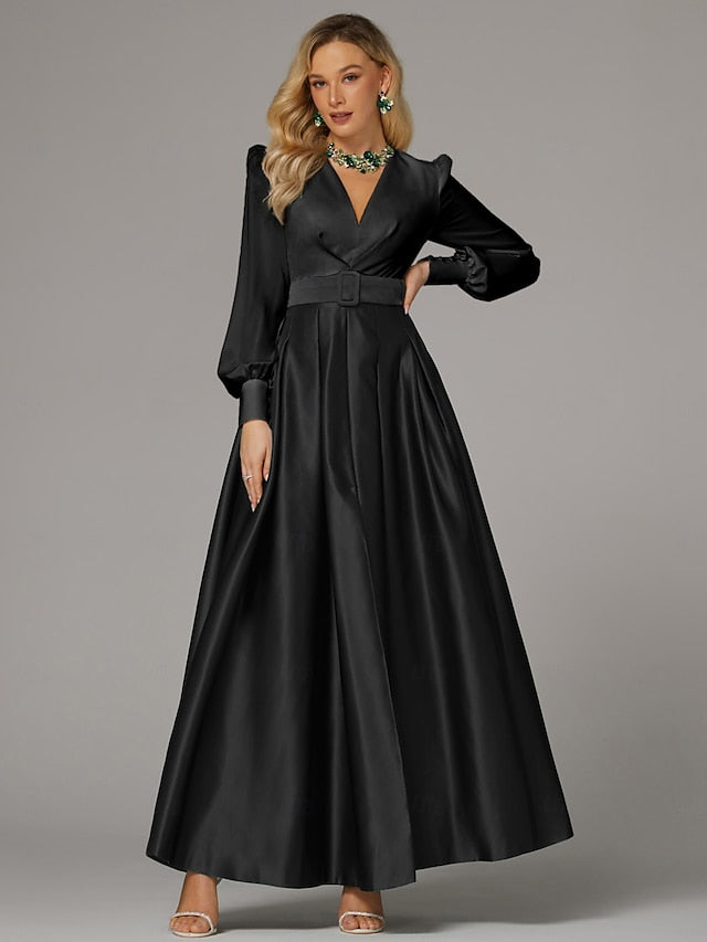 Dress Gown Formal High Wedding Evening A-Line Floor Guest Split