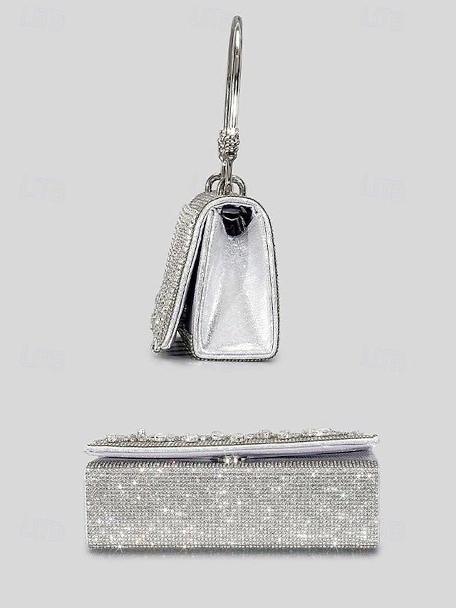 Evening Elegant with Women's Silver Chain Crystal Handbag