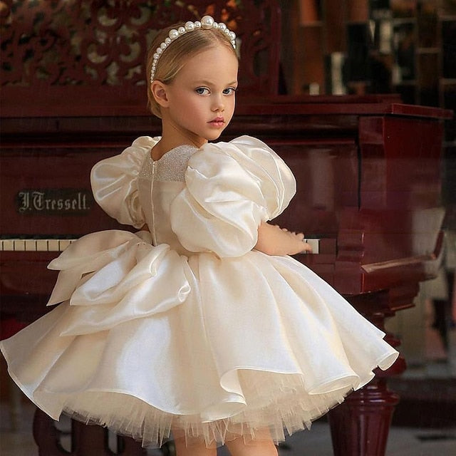 Party Kids Dress Girl Color Girls' Long Flower Solid