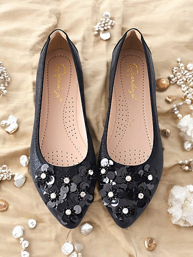Comfortable Women's Foldable – Floral Flats Embellished