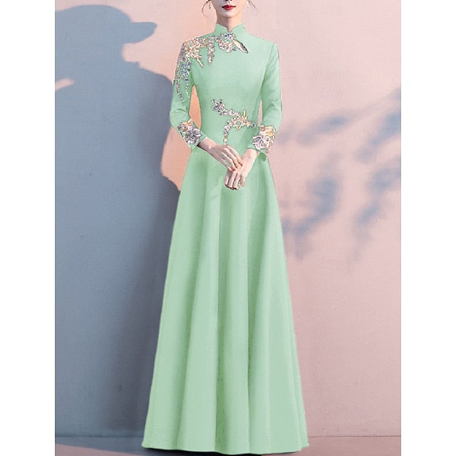 A-Line the Bride Neck Elegant High Simple Floor of Mother Dress
