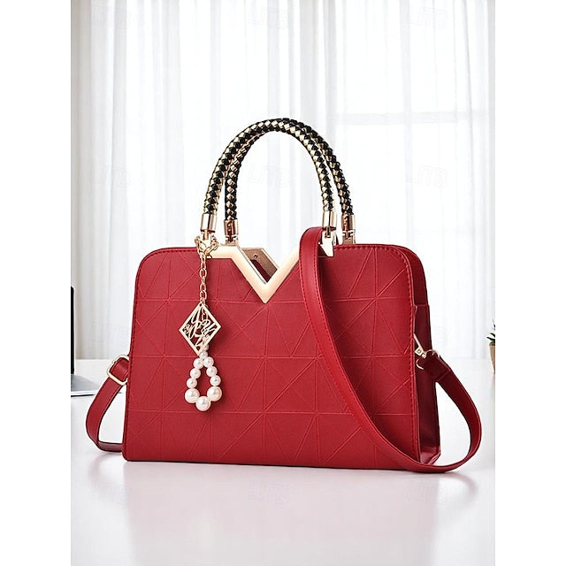 Handbag Faux with Elegant – Women's Pendant Pearl Leather