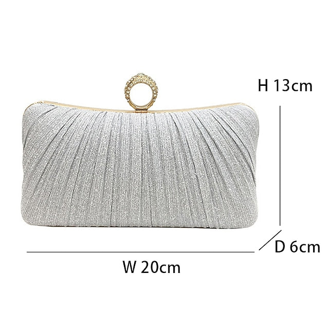 Rhinestone Evening with Gold Elegant Clutch Glitter Bag Ring