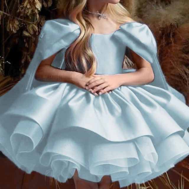 Girl Girls' Party Solid Dress Color Flower Kids