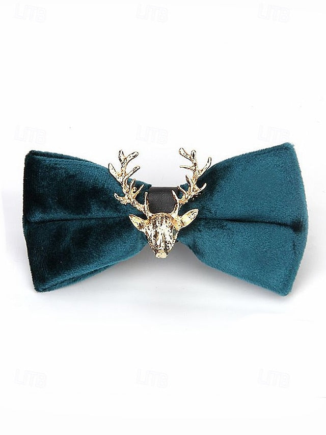 Gold Tie Pin Head Velvet with Men's Bow Deer