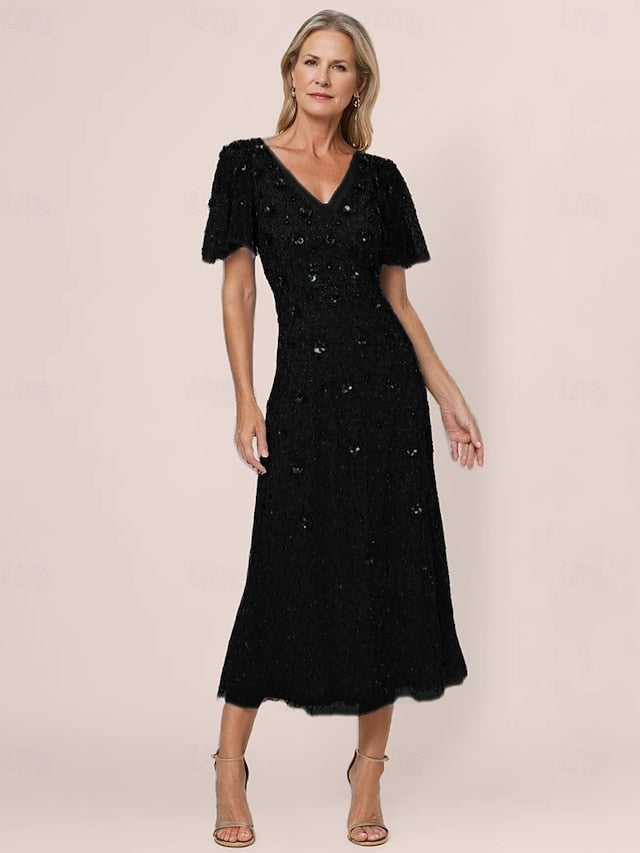 the Dress A-Line Vintage Beaded of Wedding Bride Mother Elegant