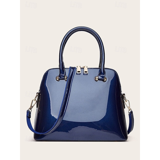 - Patent Green Women's Elegant Bag Shiny Leather Tote