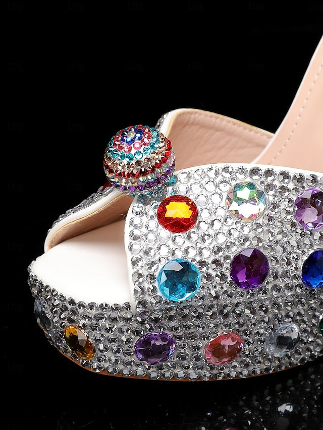 Heel Women's High with Rhinestone Platform Matching Sandals