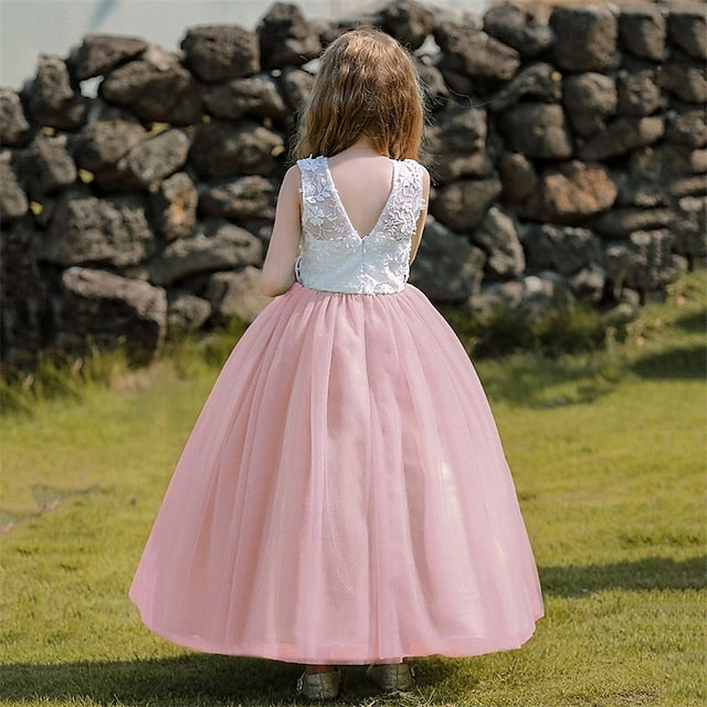 Party Solid Color Dress Girls' Flower Kids Girl