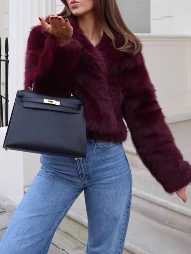 Women's Faux Furs Warm Comfortable Coat Leathers Fur