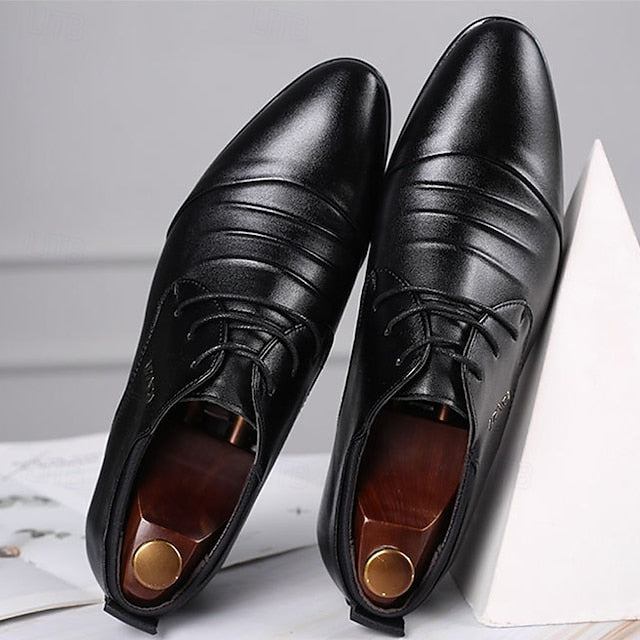White for Men's - Shoes Elegant Lace-Up Dress Formal