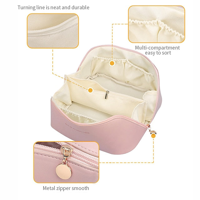Damen Kosmetik Make-up Handtasche Leder PU Tasche Reise