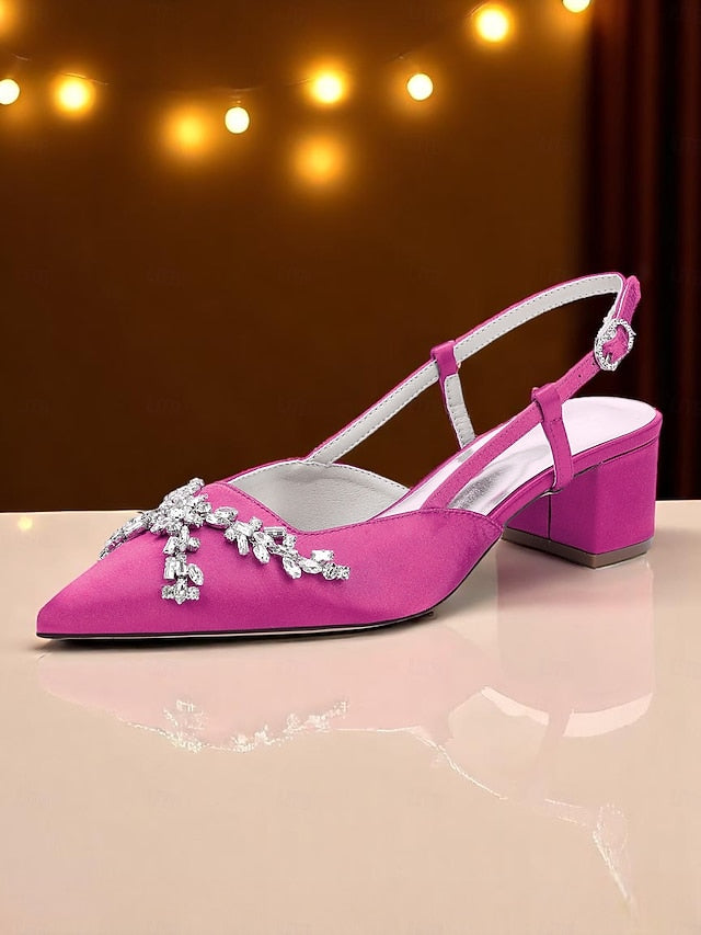 Satin Heels Black Women's Slingback