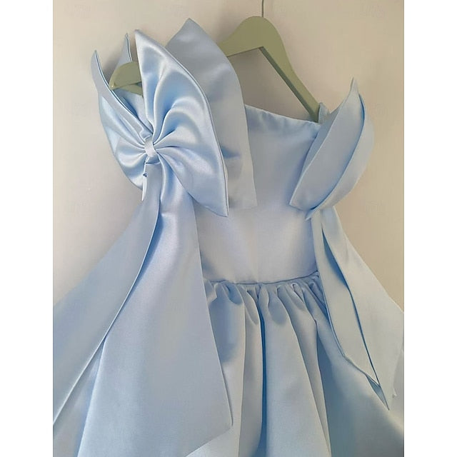 Girl Girls' Party Solid Dress Color Flower Kids