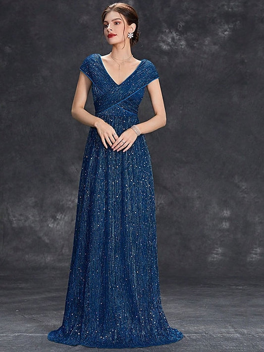 V Dress the Bride Mother Neck Party Elegant Floor of