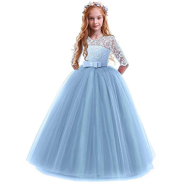 Lace Prom Girl Years 3-13 Kids Dress Princess Flower