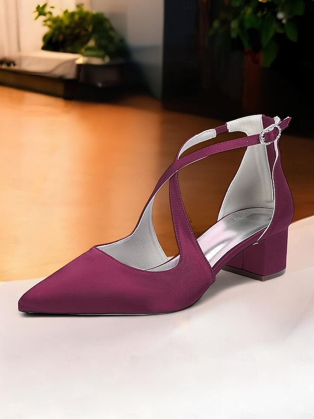 Block Ivory Pointed Heels Women's Toe - Elegant Satin