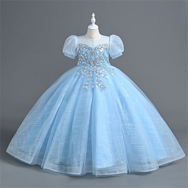 Party Dress Girl Girls' Solid Flower Color Kids