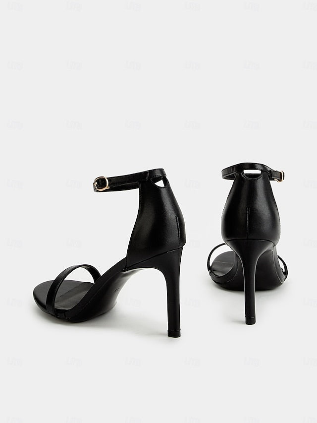 Strap Sandals Open-Toe Ankle Elegant Stiletto for - Women Black