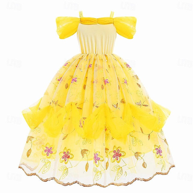 Flower Beauty Girl Princess Cute Dress and Belle Beast the