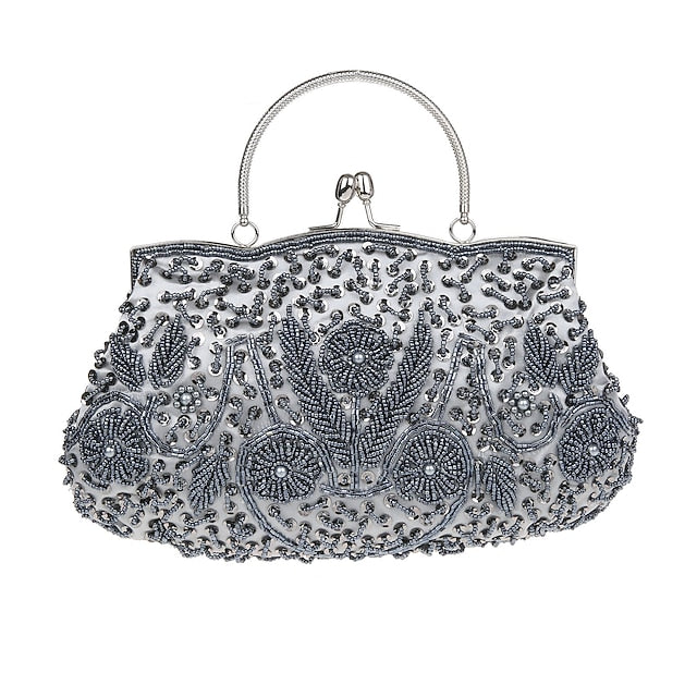 Vintage White Evening Beaded – Purse Women's Clutch
