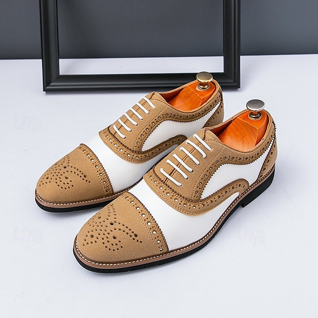 and Brogue Brown Shoes with White Oxford Classic Men's