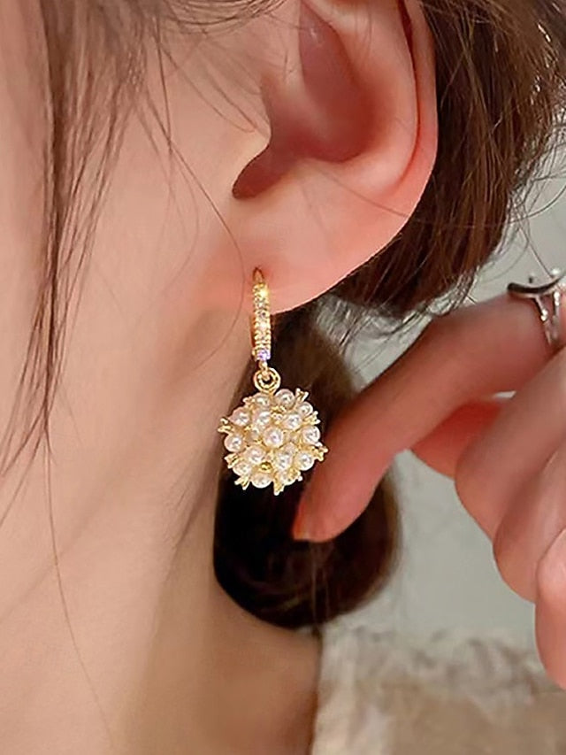 Pearl Gold Imitation Earrings - Plated Women's String