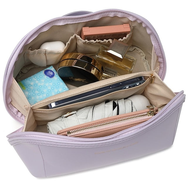 Damen Kosmetik Make-up Handtasche Leder PU Tasche Reise
