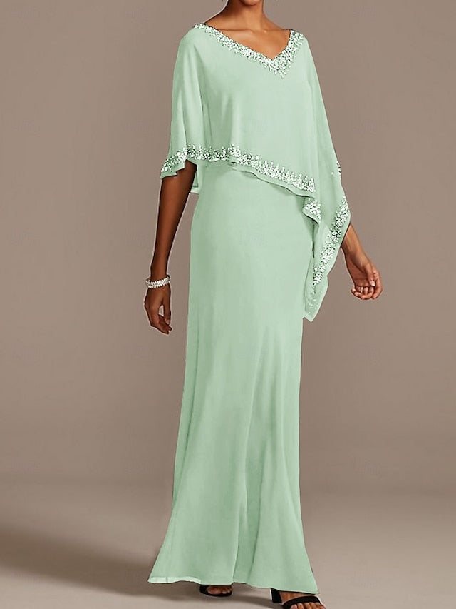 Bride V Mother the Wedding Sheath Elegant Guest Dress Neck of