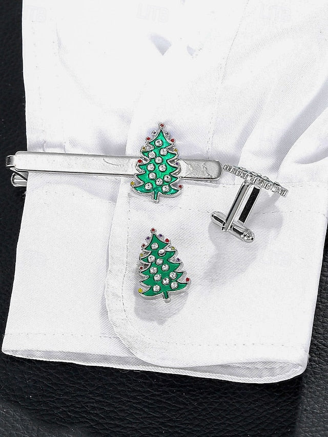 Clip Set Tie - Cufflinks Festive Men's and Tree Christmas