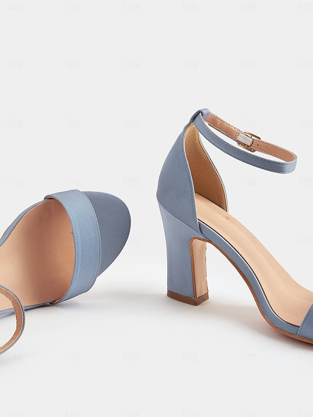 Sandals Strap - Ankle Toe Blue Heel Light High Women's Open