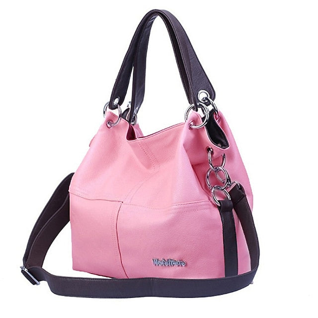 Lässige Handtasche mit Canvas-Lederriemen – Damen