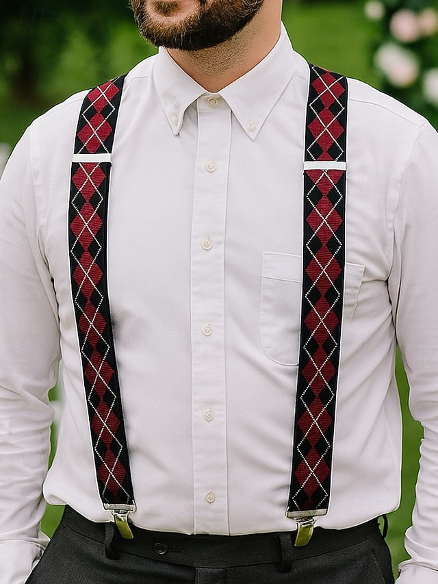 Men's Clip-On Suspenders Pattern – Classic Argyle