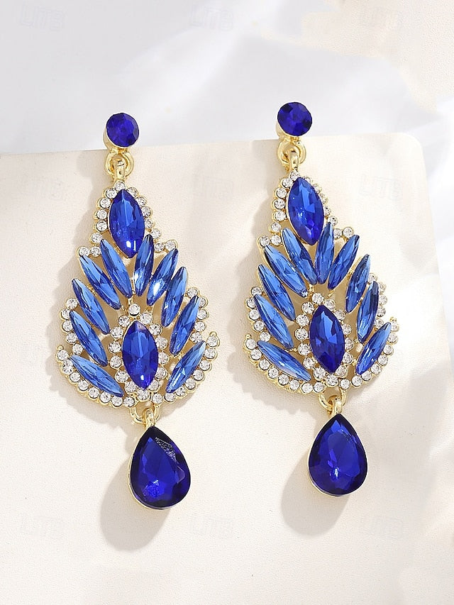 – Crystal Drop Emerald Green Earrings Women's