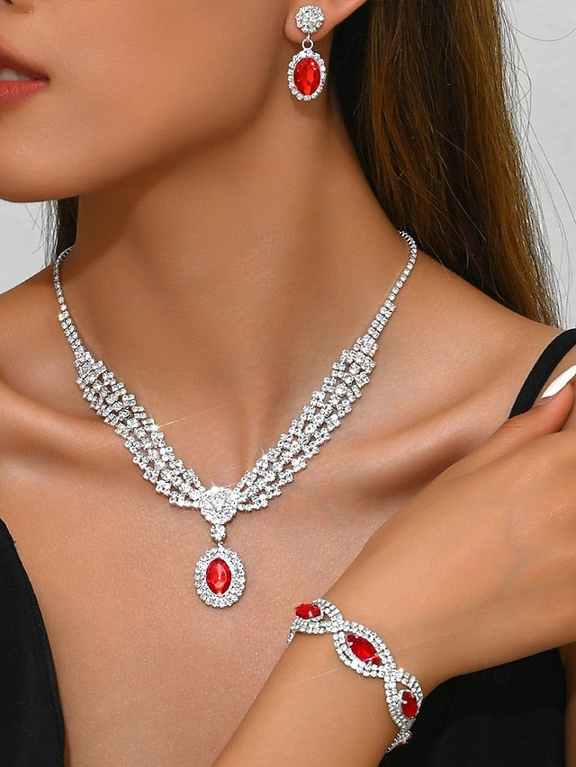 Green Elegant Jewelry Luxury – Necklace Set Crystal Women for