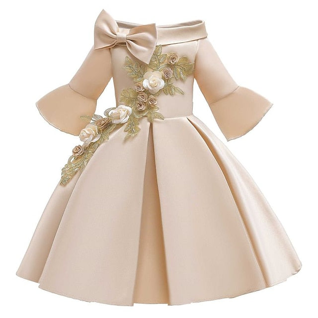 Floral Dress Kids Girls' Sleeve Length Party Formal 3/4