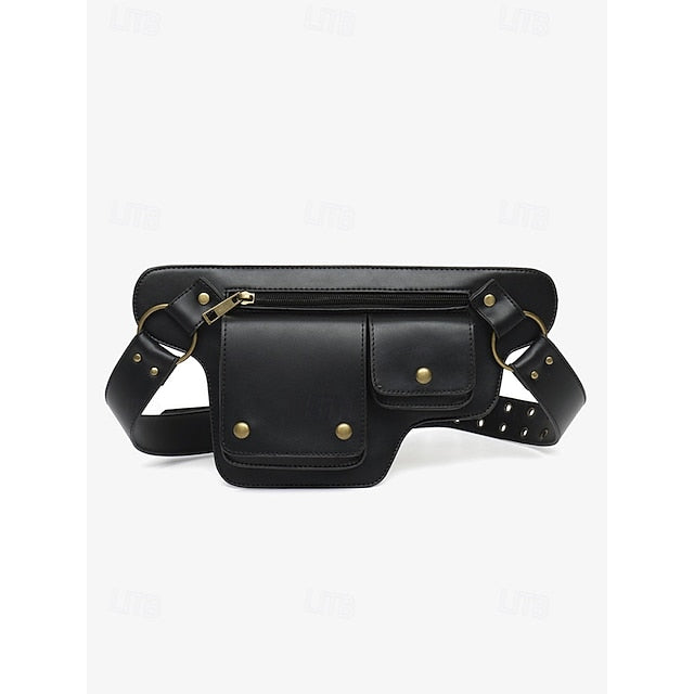 Utility Bag mit Vintage Gürtel Damen Leder Kunstleder