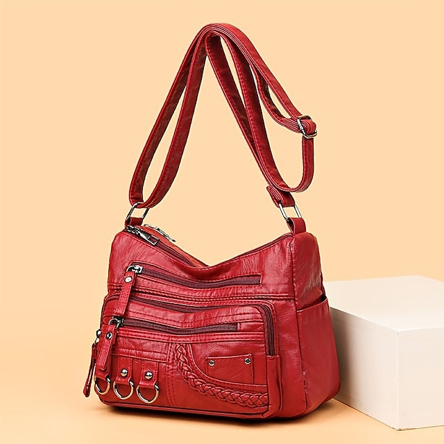 Mehrere Crossbody mit Vintage Leder Damen Kunsttasche