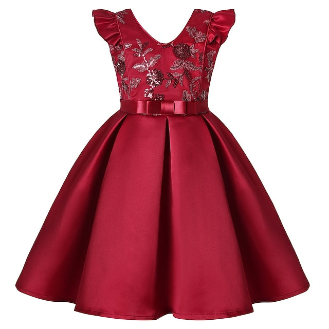 Kids Formal Sleeveless Party Girls' Solid Dress Color