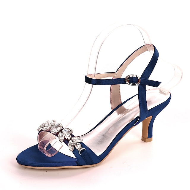 Silver Sandals Heeled Elegant Women's – Rhinestone