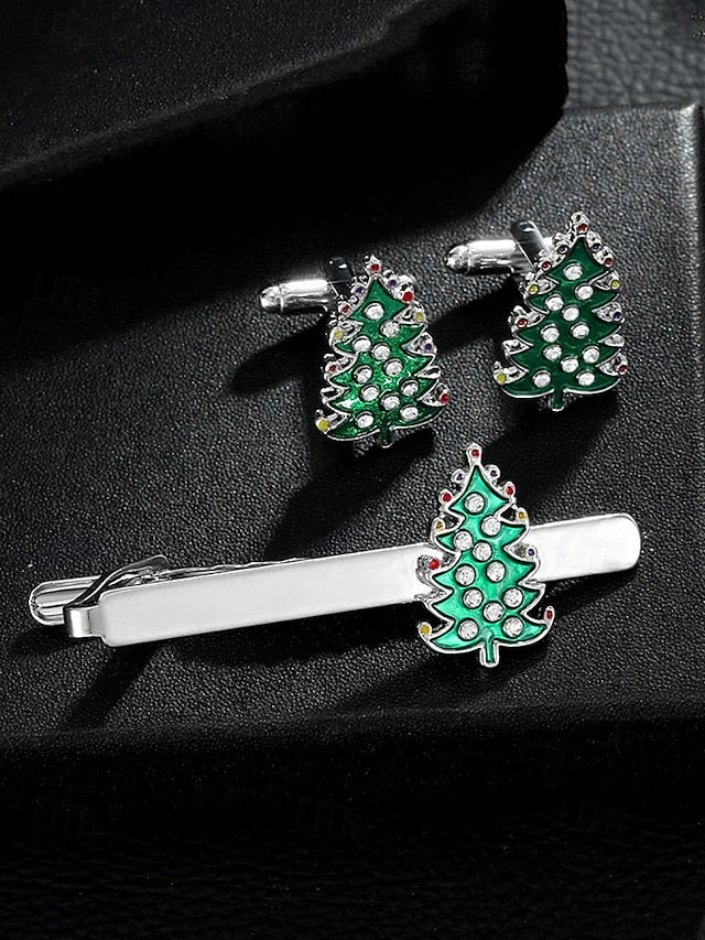 Clip Set Tie - Cufflinks Festive Men's and Tree Christmas