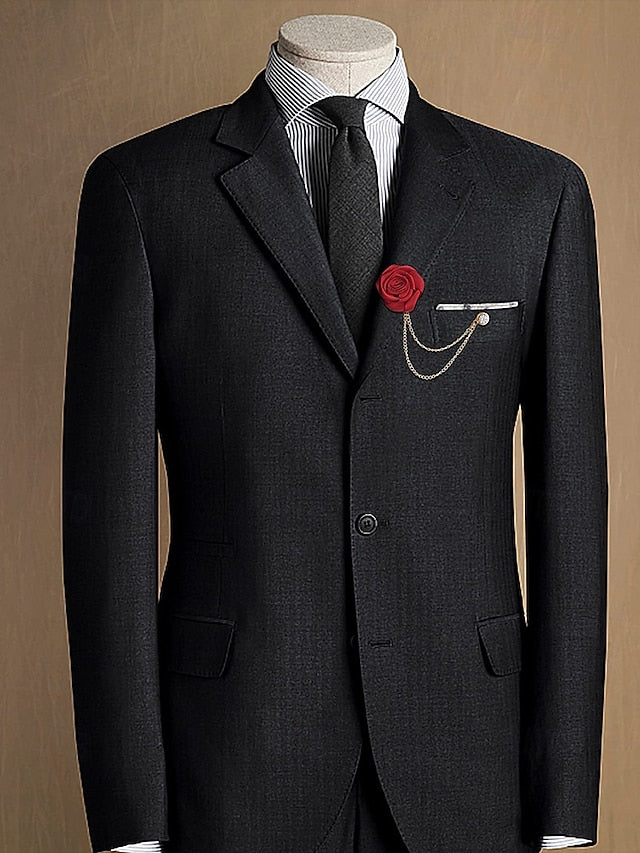 Chain – Lapel Red Men's Rose Pin with Gold Elegant