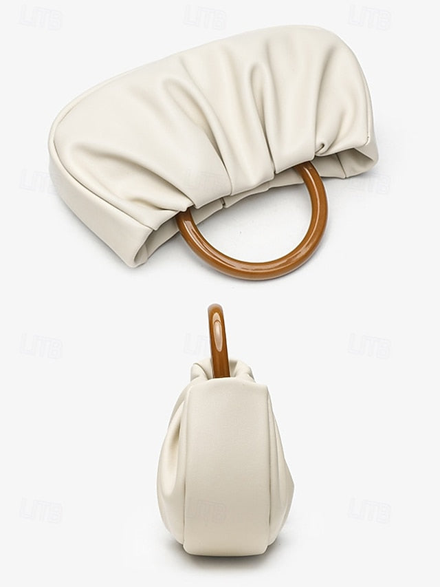 Faux Bag Clutch Pleated Acrylic with Leather Women's Tote