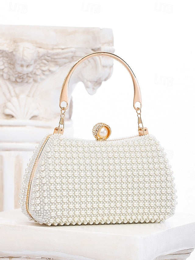 with Women's Clutch Beaded Bag Handle Pearl Gold Evening