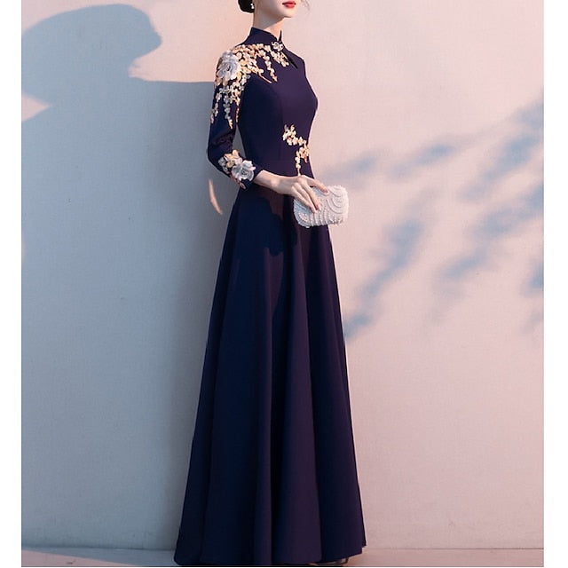 A-Line the Bride Neck Elegant High Simple Floor of Mother Dress