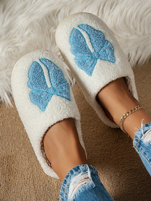 Women's with Soft Slippers and - Bowknot Design Red White
