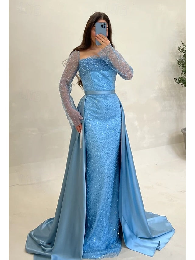 Dress Evening Sequin A-Line Gown Elegant Guest Formal Wedding